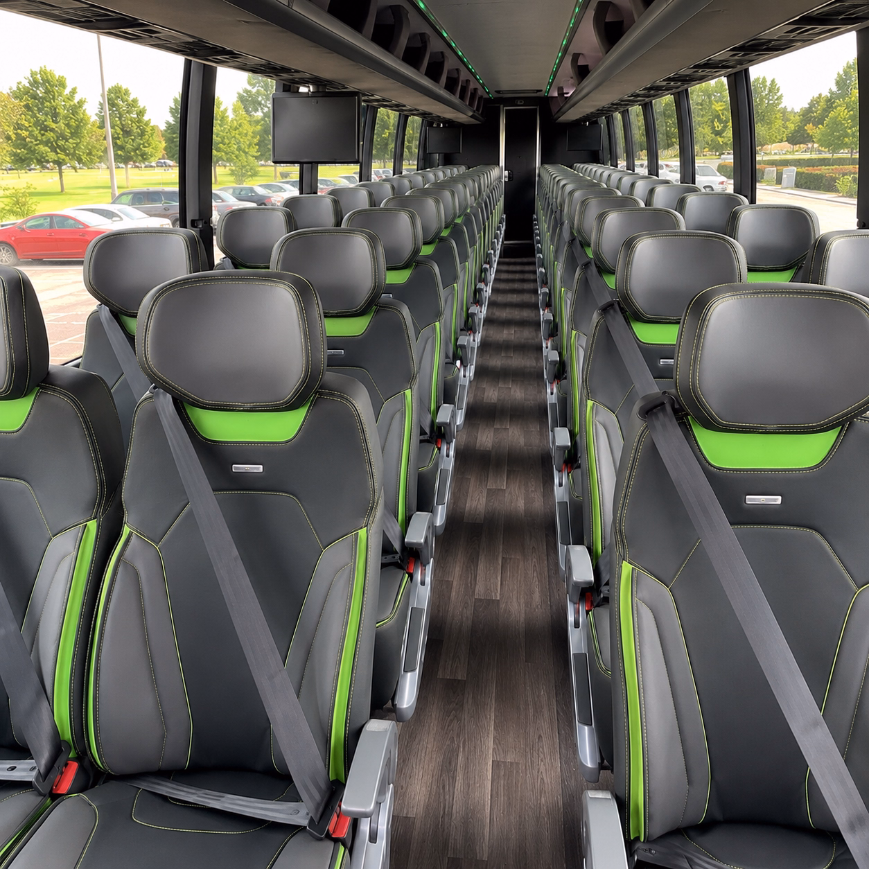 bringing the whole group to toyota center or reliant park one bus handles it all