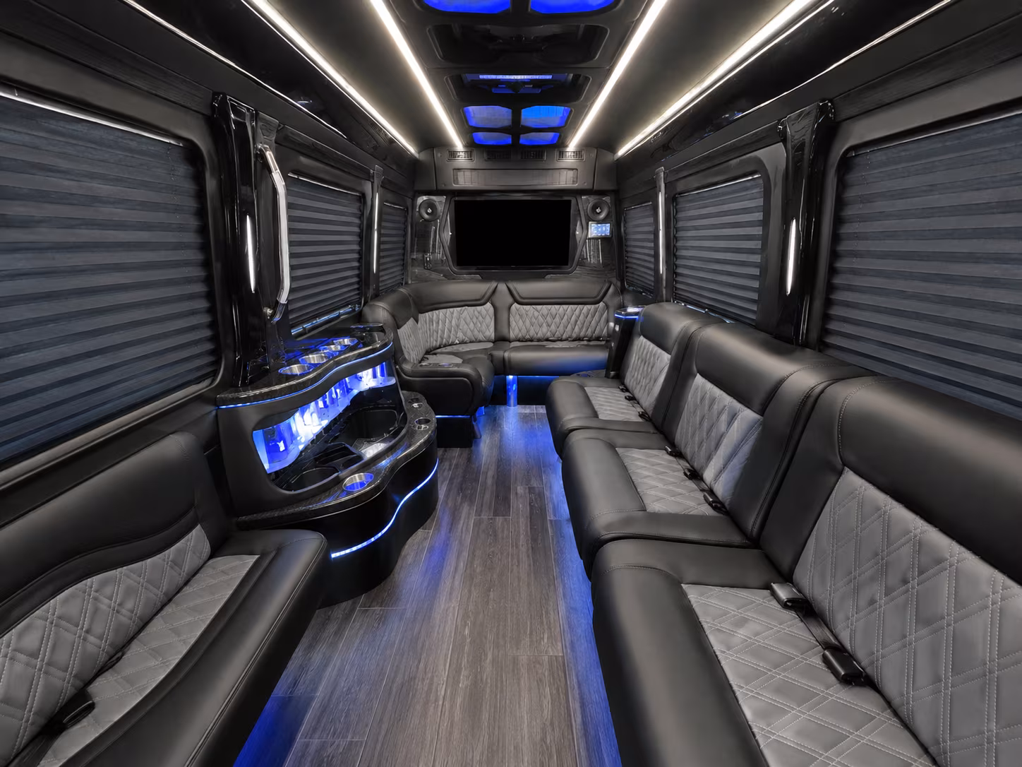 sugar land 30 passenger party bus inside